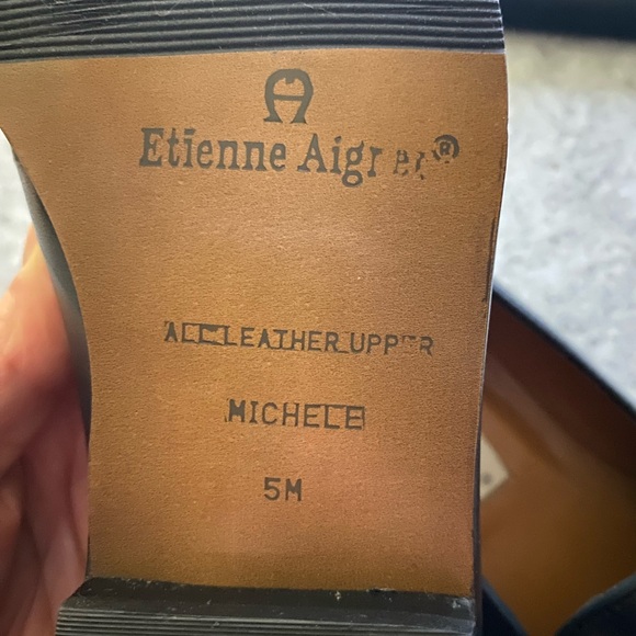 Etienne Aigner Vintage "Michele" Blue Leather Penny Loafers - Picture 5 of 8